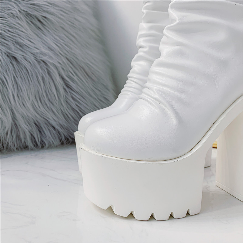 HBP New Autumn Winter Women's Boots Thick And Waterproof Platform High-heeled Short Boots ultra High Heels Above 8cm Rear Zipper Plain Color Wome