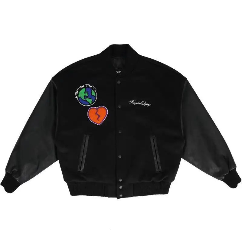 VIntage Baseball Uniform Men Winter Collage Varsity Jackets Embroidery Faux Leather Sleeves Women Bomber Woolen Coat Padded 240716