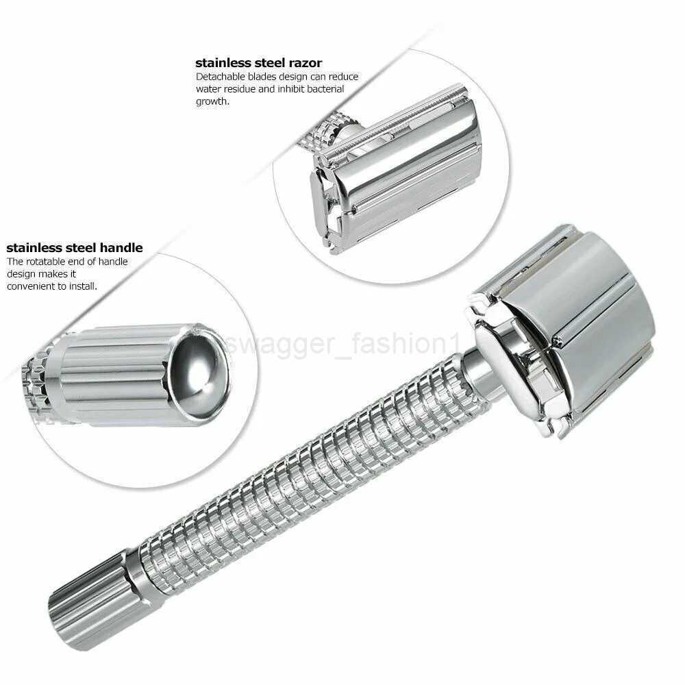 Men Double Edge Safety Razor Portable Reusable Manual Shaver for Home SalonB240709