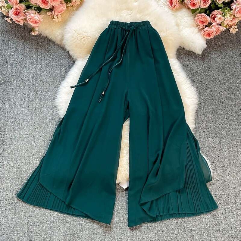 Elastic Waist Drape Wide for Women's Summer New Chiffon Straight Leg Trouser Thin Loose Casual Pants Jeans for Pregnant Women Waterproof Trousers