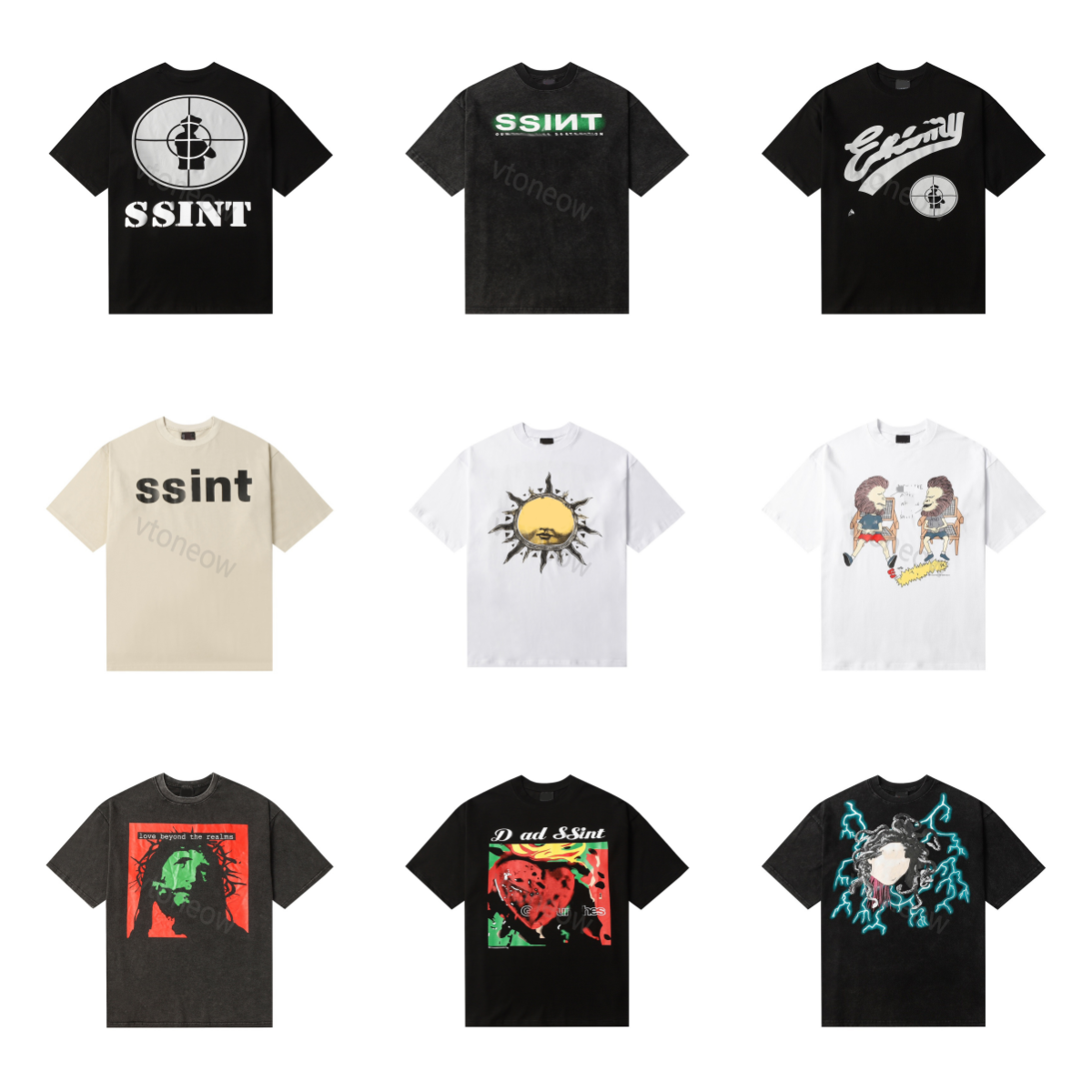 Saint shirt Oversized 24ss Washed Black Letter Print T Shirt Men Women 1:1 High Quality Heavy Fabric Tee Short Sleeve Tops Fashion Hip Hop T Shirt cotton