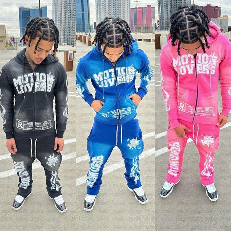 MOT10NLOVERS Hiphop Mens Casual Fashion Sportswear Twopiece Set Harajuku Street Clothing Super Dalian Hoodie Y2k 240601