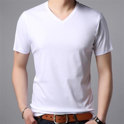 V-neck for Solid Color Short-sleeved Summer Loose Thin T-shirt Men Polo Shirts