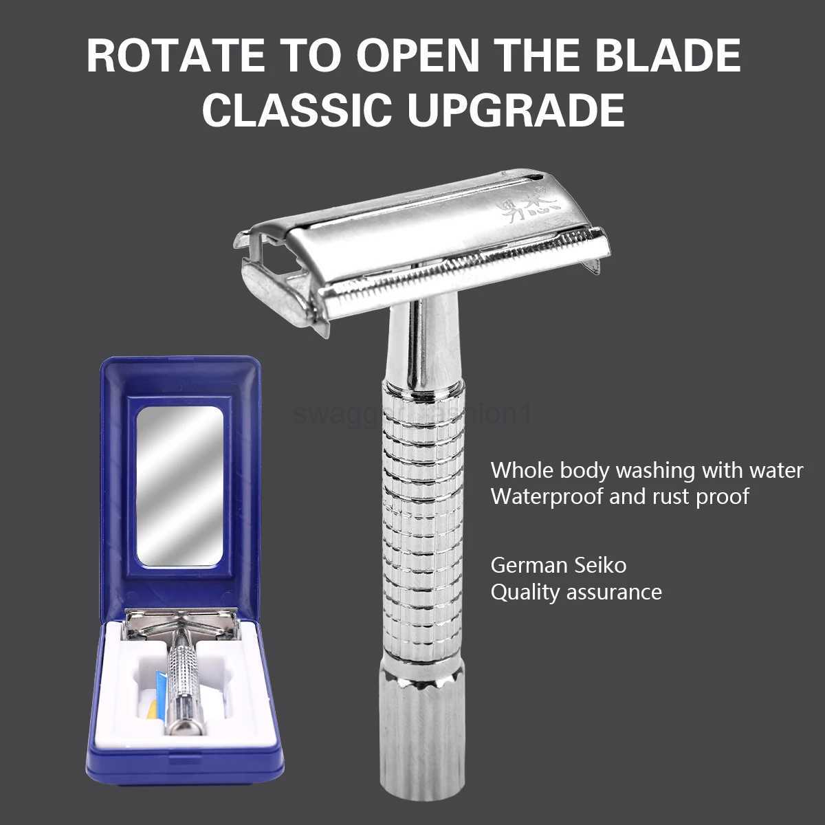 Barber Old Manual Razor Mens Facial Shavers Barbershop Styling Accessories Stainless Steel Double-Ended BladesB240709