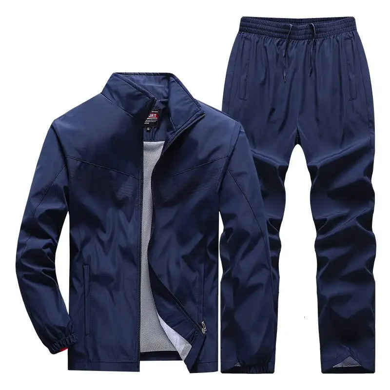 Mens Sportswear Suit Fashion Tracksuit Male Casual Active Sets Spring Autumn Running Clothing 2PC Jacket Pants Asian Size 240715