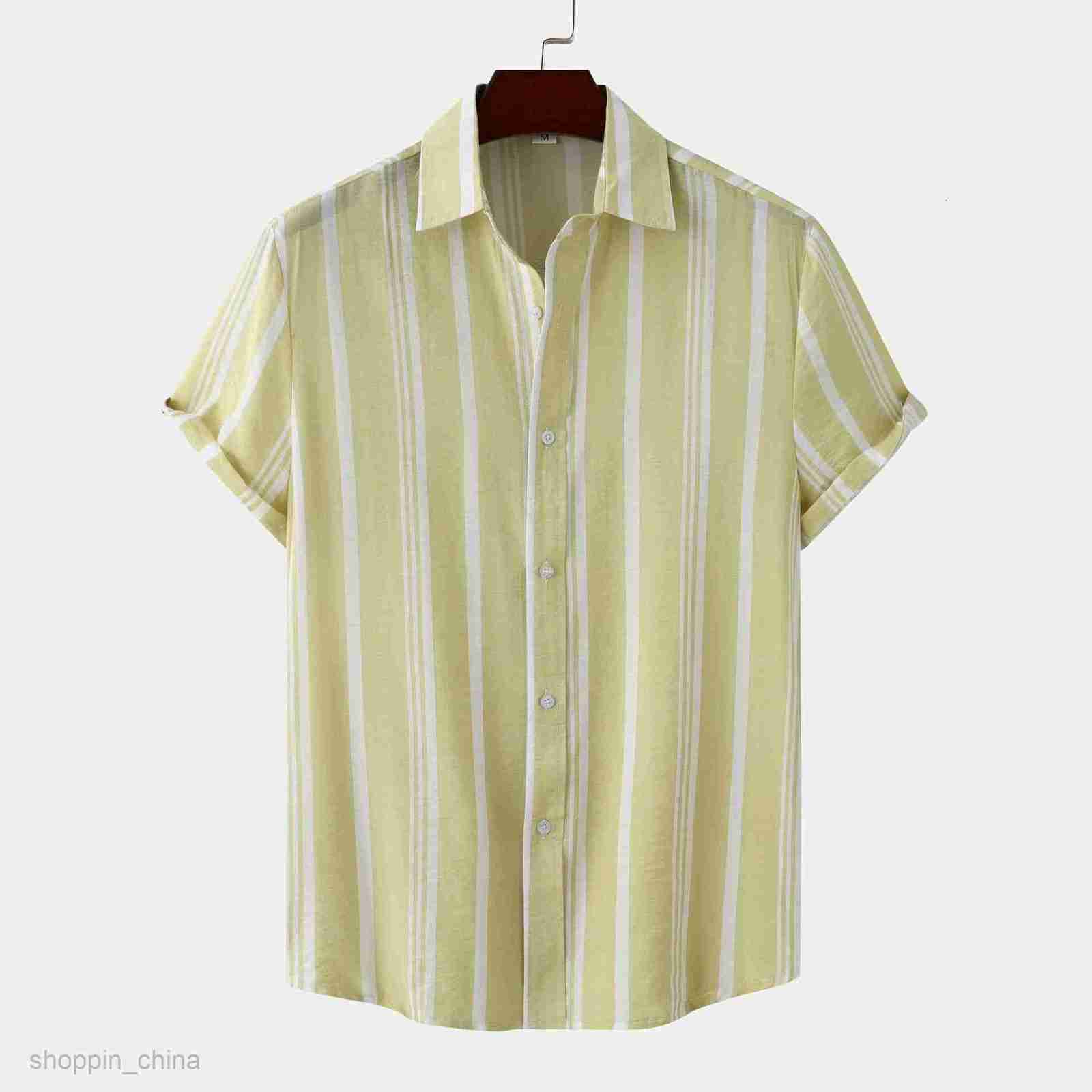 Mens Casual Shirts Men's clothing spring/summer new men's shirt men's casual striped printed short sleeved shirt men's shirt tops