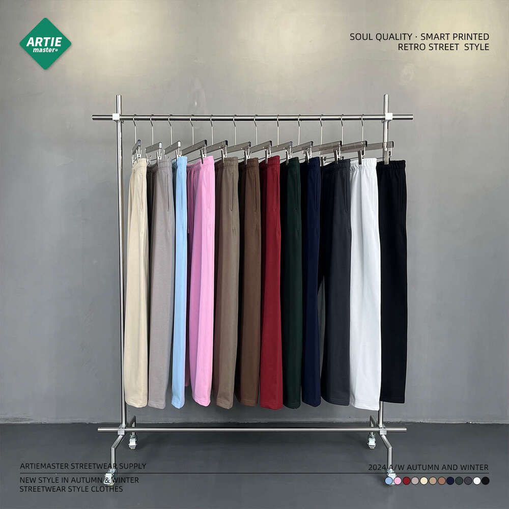 2024 Autumn Winter New Product 430g Straight Tube Looped Solid Color Loose Sports Trend Brand Men's and Women's Casual Pants Straight Tube G
