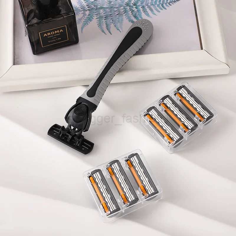 19-Blade Men Shaver Manual Razor Body Hair Cutting Beard Shaving Bikini Trimmer Three Layer Barber Shaver Multi Head ChangeableB240709