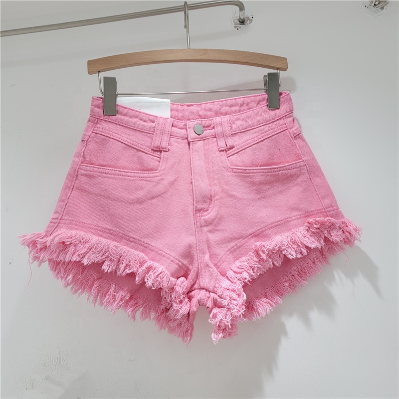 Ragged jeans 2024 summer women high waisted stretch streetwear denim shorts