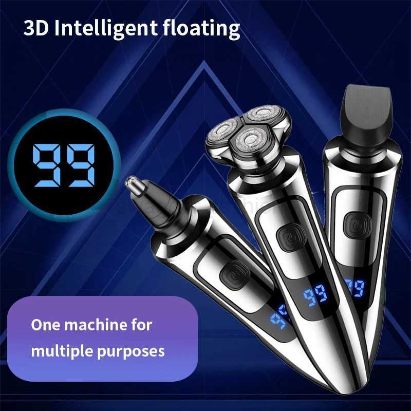 Electric Shaver Man Rechargeable Razor Shaving Knife Whisker Knife Household Portable Floating Three Tip Water WashB240709