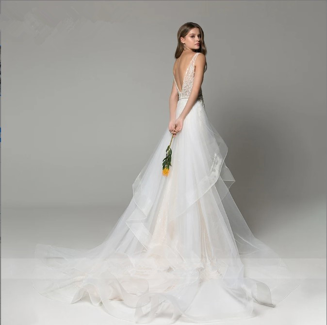 Ashley Carol Sexy Mermaid Dresses 2024 V-necke Romantic Beaded Detachable Train Wedding Gown Vestidos De Novia