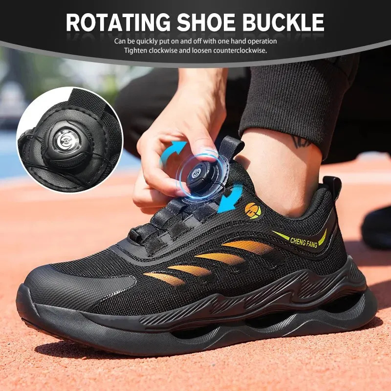 Rotary Buckle Security Boots for Men Work Sneakers Women Boots Breathable Steel Toe Shoes Safety Puncture-Proof Men Boots 240718