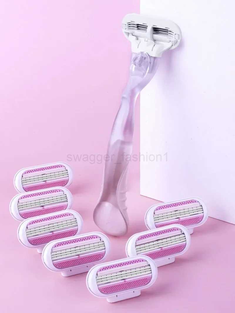 (1 Handle +8 Blades ) Women Safety Razor Blades Face/ Leg/ Armpit/ Bikini Beauty Hair Removal Shaving Compatible Venus ShaverB240709
