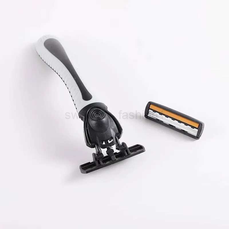 Shaver Men Razor Three Layer Stainless Blade Shaver Reusable Hair Removal Shaver Old Style With Lubricating Strip Manual RazorB240709