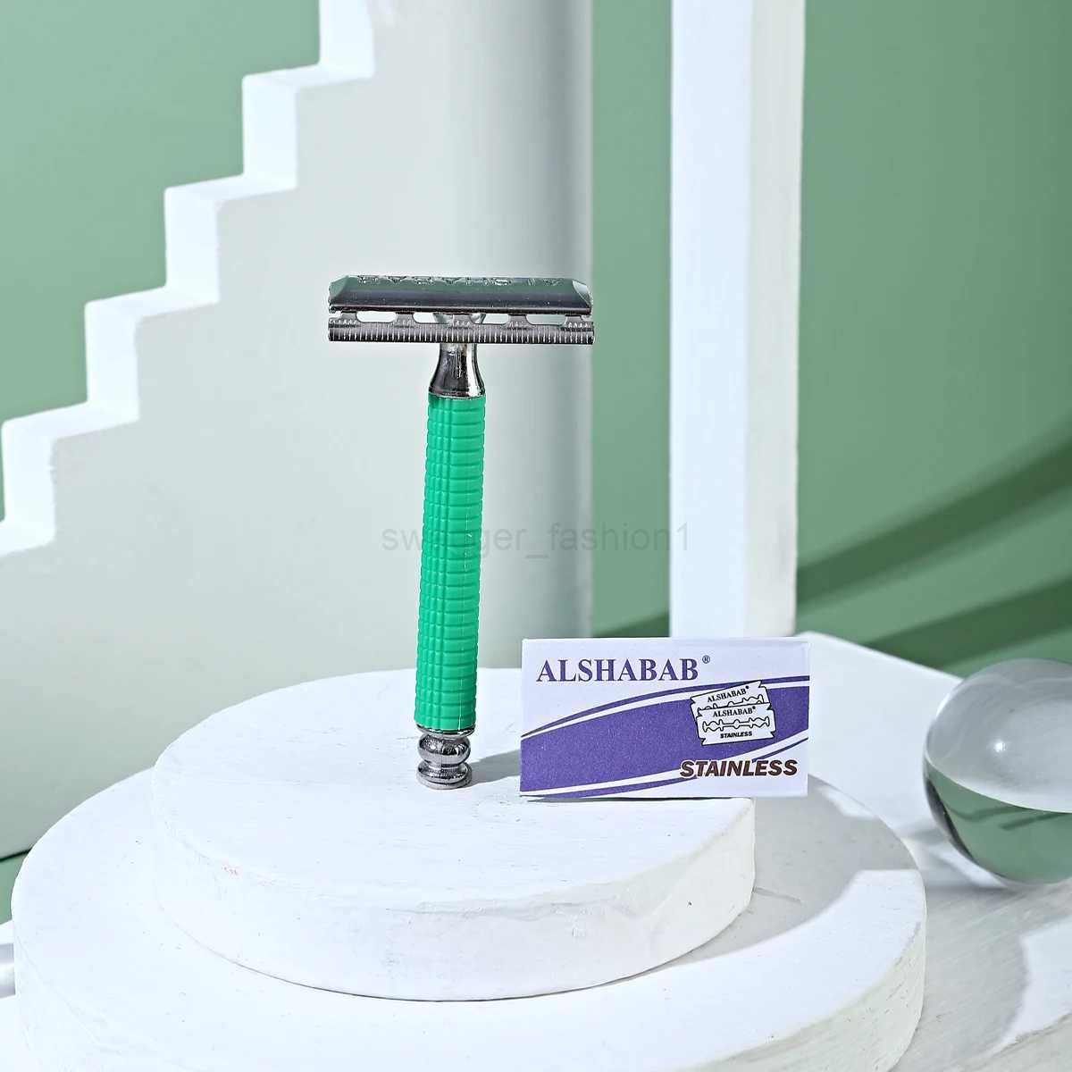 ALSHABAB Safety Razor For Men Shaving Face Double Edge Stainless Razor with1 Blade Plastic Handle Manual ShaverB240709