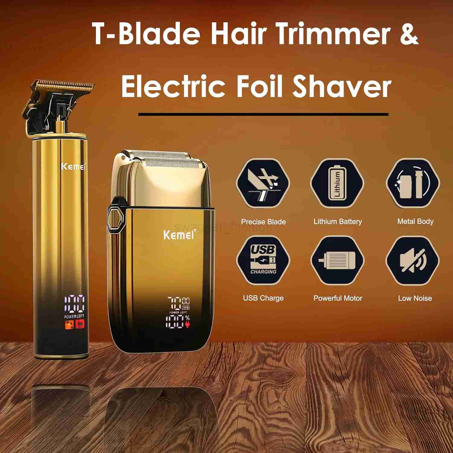 Kemei KM-2131 Hair Clipper Mens Shaver 2-in-1 Electric Shaver Hair Cutting Set Mens Beard TrimmerB240709