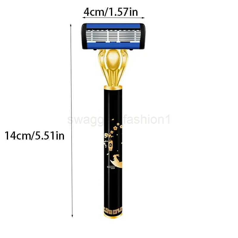 Gold Pattern Razor Classic 6 Layer Safety Razor for Mens Shaving Womens Hair Removal Shaving Blades Manual ShaverB240709