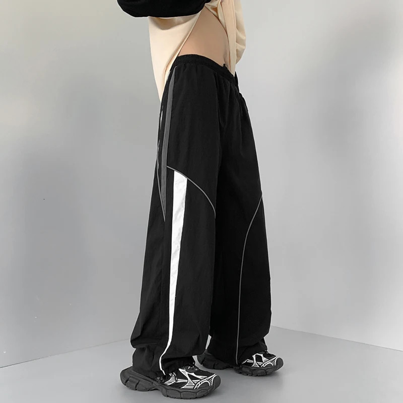 Mens y2k Striped Baggy Cargo Pants Sweatpants Sportswear Wide Leg Harajuku Track Pants Trousers men Korean Autumn Clothes 240717