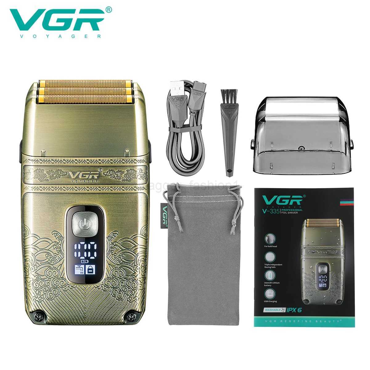 VGR Shaver Professional Electric Razor Shaving Machine Waterproof Beard Trimmer Metal Razor Digital Display Shaver for Men V-335B240709