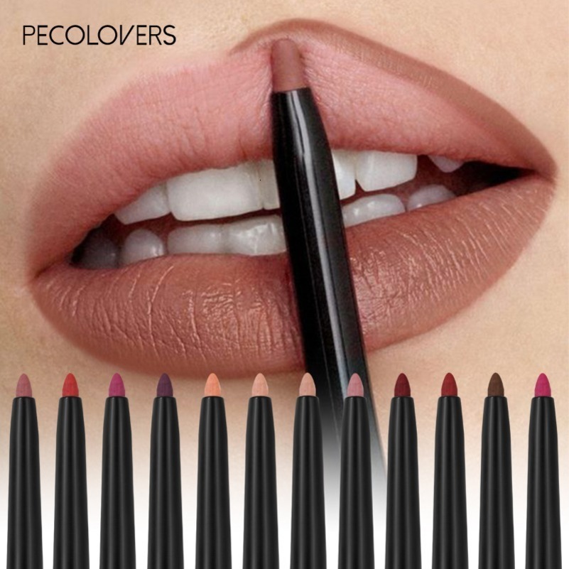 Waterproof Matte Lipliner Pencil Red Contour Tint Lipstick Long Lasting Non-stick Cup Moisturising Lips Makeup 12 Colors 240713