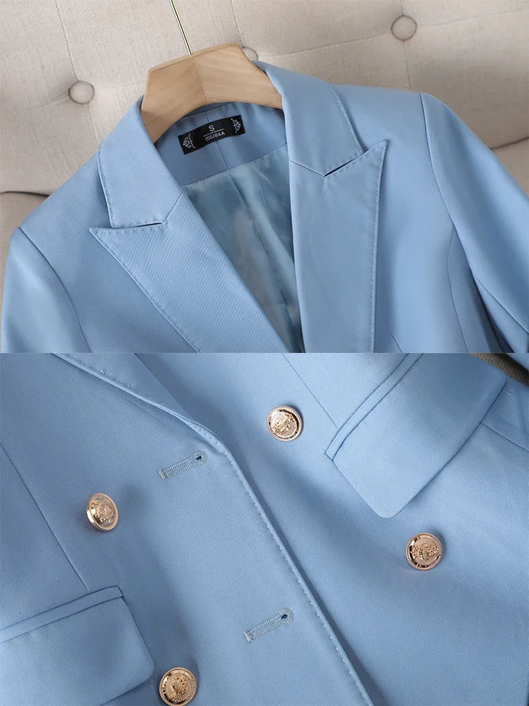 High Quality Office Ladies Pant Suit Solid Color Women Business Work Wear Blazer Jacket and Trouser Female Formal 2 Piece Sets 240712