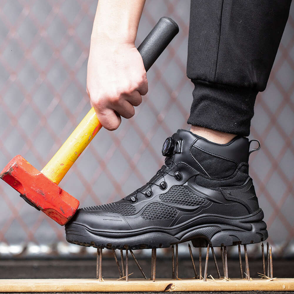 2023 Top Grade Rotary Buckle Sneakers Safety Shoes Men Indestructible Work Boots Anti Smashing 9195