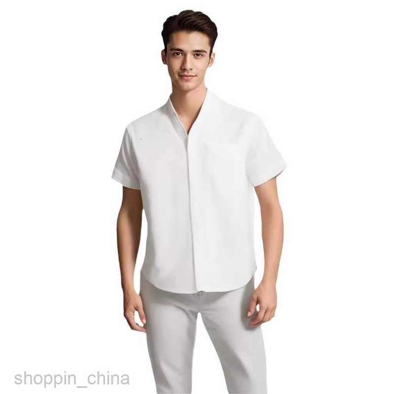 Mens Casual Shirts Summer New Men's Short sleeved Solid Cotton Linen Men's Shirt tops