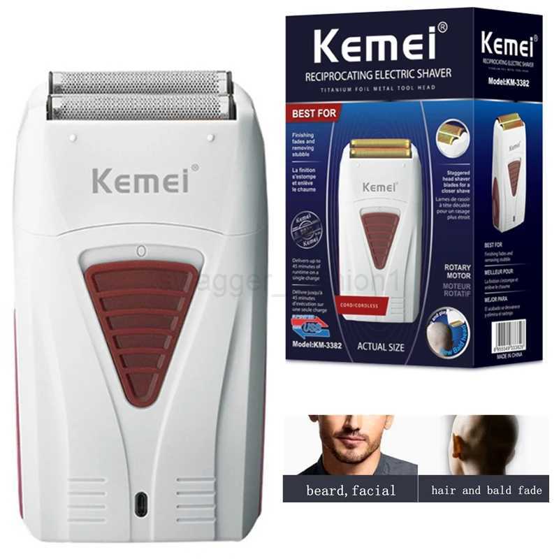 Original Kemei Finishing Fade Rechargeable Electric Shaver Hair Beard Cleaning Electric Razor For Men Bald Head Shaving MachineB240709