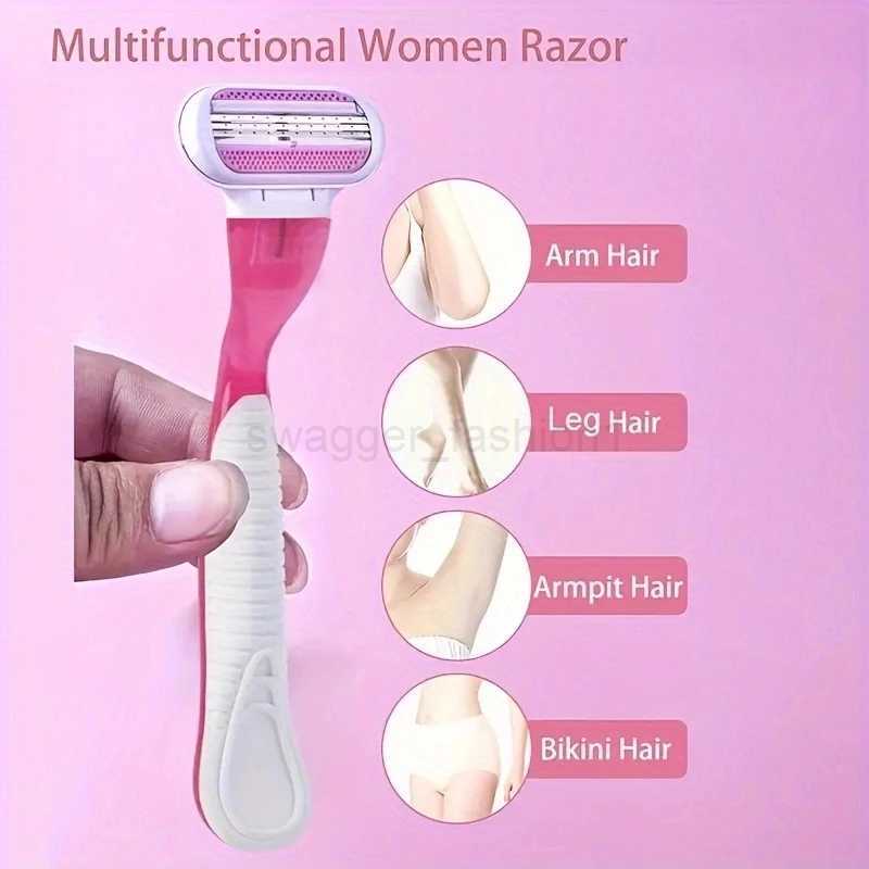 1 Holder+8 Blades 3-Layers Manual Razor For Women Reusable Blades ShavingSet Replaceable Blades Women Shaver With Lube StripB240709