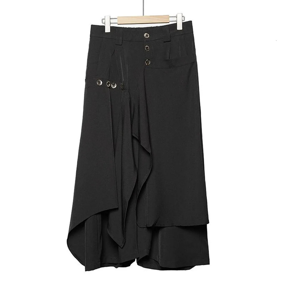 Y2k Irregular Double-Layer Casual Skirt Pants Japanese Harajuku Streetwear Personality Versatile Samurai Skirt Unisex 240708