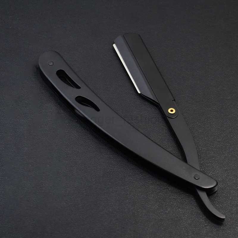 Men Shaving Barber Razor Black Classic Folding Shaving Knife Armpit Hair Pubic Hair Shaver Stainless Steel Straight Razor HolderB240709