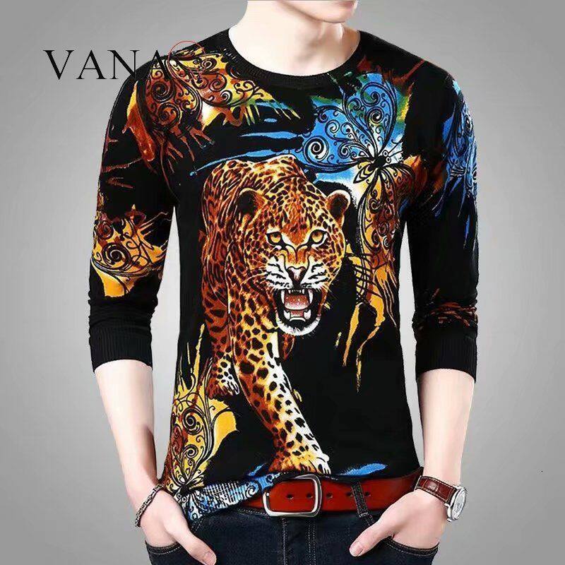 VANAQ Autumn Men's Long Sleeve Crew Neck Slim Fit