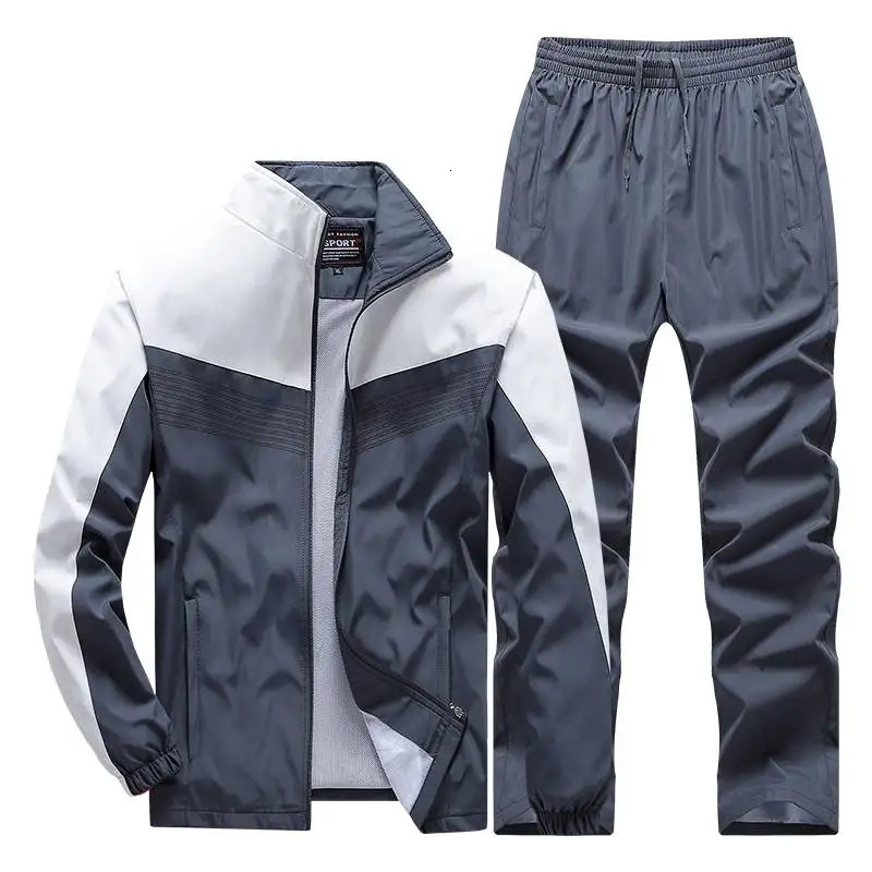 Mens Sportswear Suit Fashion Tracksuit Male Casual Active Sets Spring Autumn Running Clothing 2PC Jacket Pants Asian Size 240715