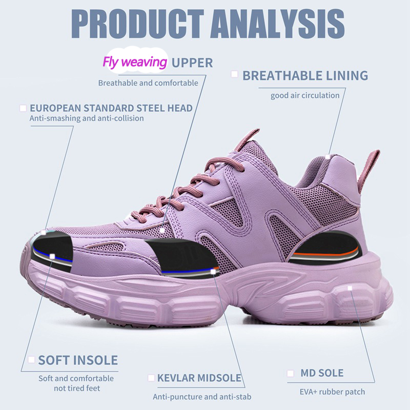 New Men Women Safety Anti-Smash Anti-Puncture Breathable Lightweight Work Sneakers Indestructible Shoes Boots