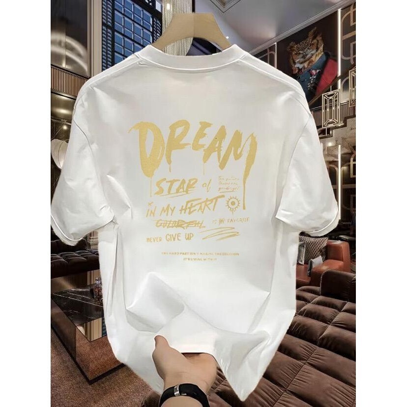Korea COD, DREAM, 2024 fashion trend, 100% pure cotton new short sleeved printed letter T-shirts, Kuala Lumpur local store, free shipping, COD