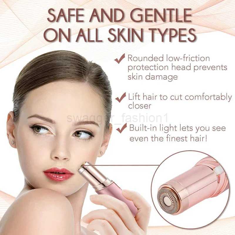 Facial Hair Shaver Portable Lipstick Shape Electric Hair Remover Women Painless Razor Eyebrow Trimmer Mini Epilator Beauty ToolB240709
