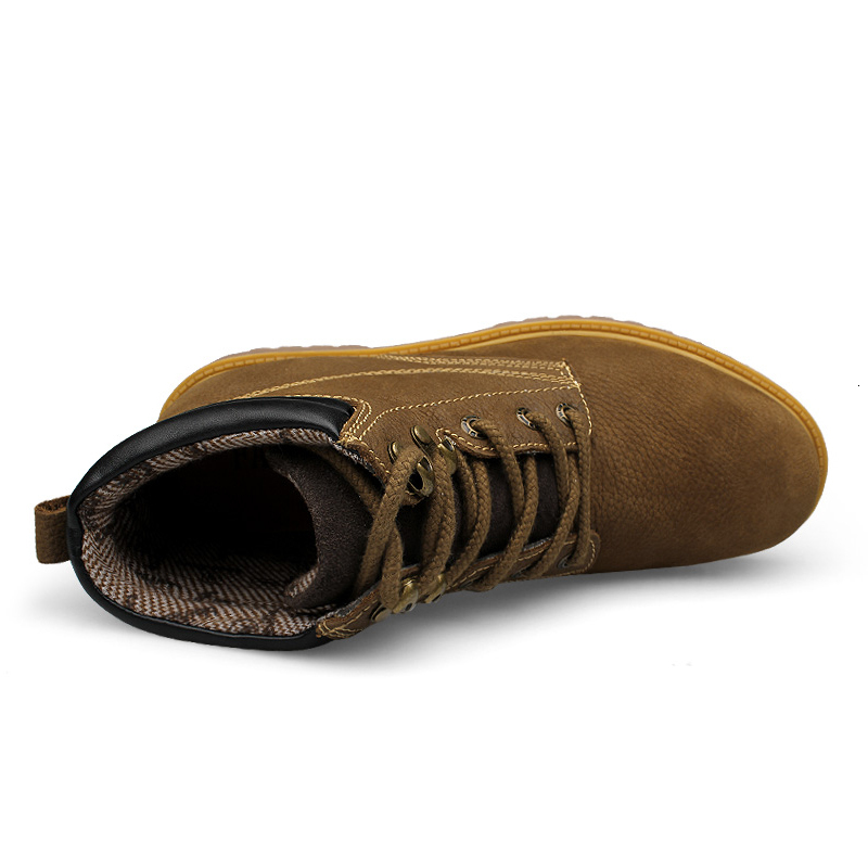 Men Genuine Work Boots Without Steel Cap Outdoor Natural Leather Hiking Trekking Shoes Plus Big Size 48 49