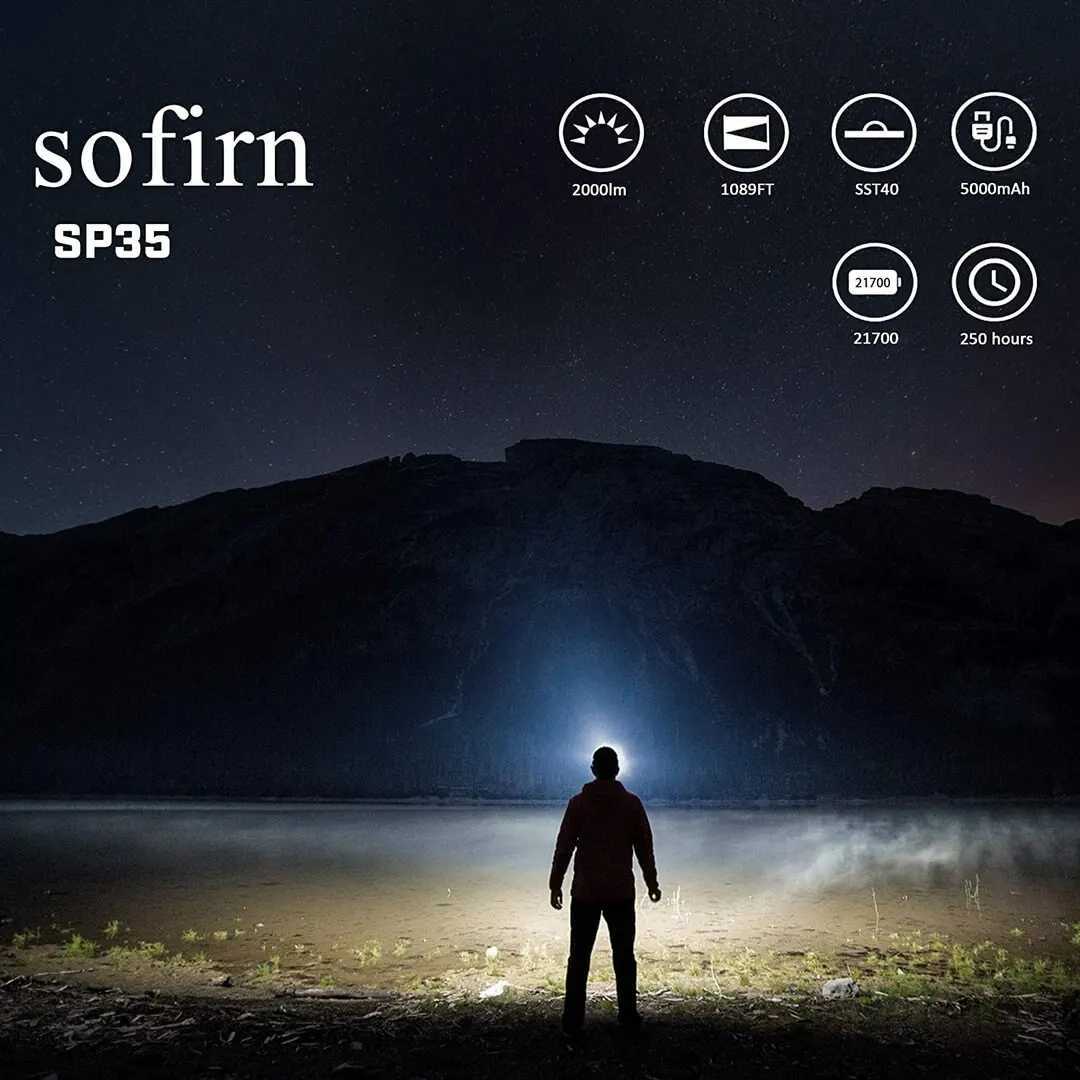 Sofirn SP35 Rechargeable 21700 LED Flashlight Type C 2A SST40 2200lm Torch with Power Indicator Update ATRCL240718