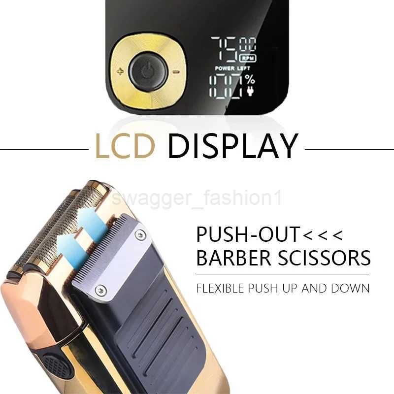 Kemei KM-2028 Mens Electric Metal Shaver LED Display Adjustable Speed USB Electric Shaver Hair ShaversB240709