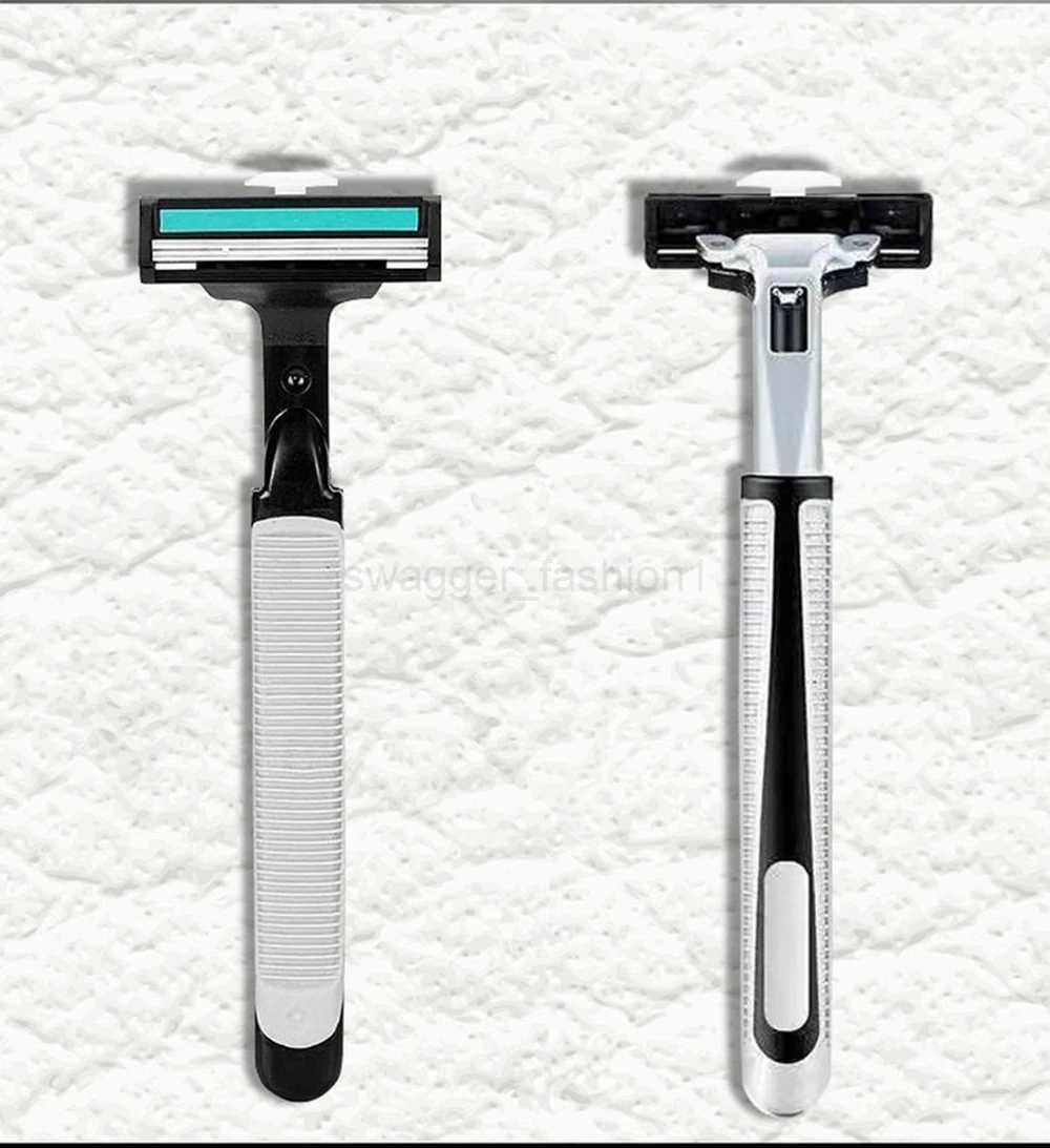 Wholesale Manual Razor Two Layers Shaver Old Fashioned Knife Holder Beard Face Body Hair Remover Double Blades Mens RazorB240709
