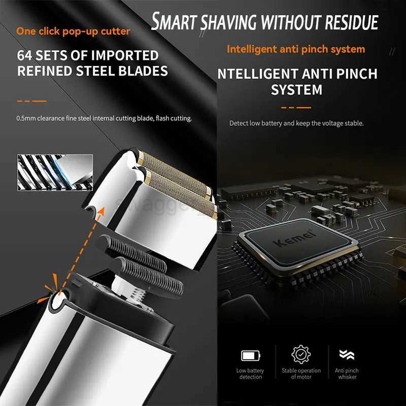 Kemei Tx5 Pro Metal Housing Barber Shop Hair Electric Shaver For Men Beard Bald Head Shaving Machine Rechargeable Electric RazorB240709