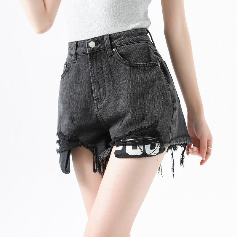 Wear out fringe jeans for women's summer new high waisted spicy girl, loose and slimming trend, versatile wide leg shorts