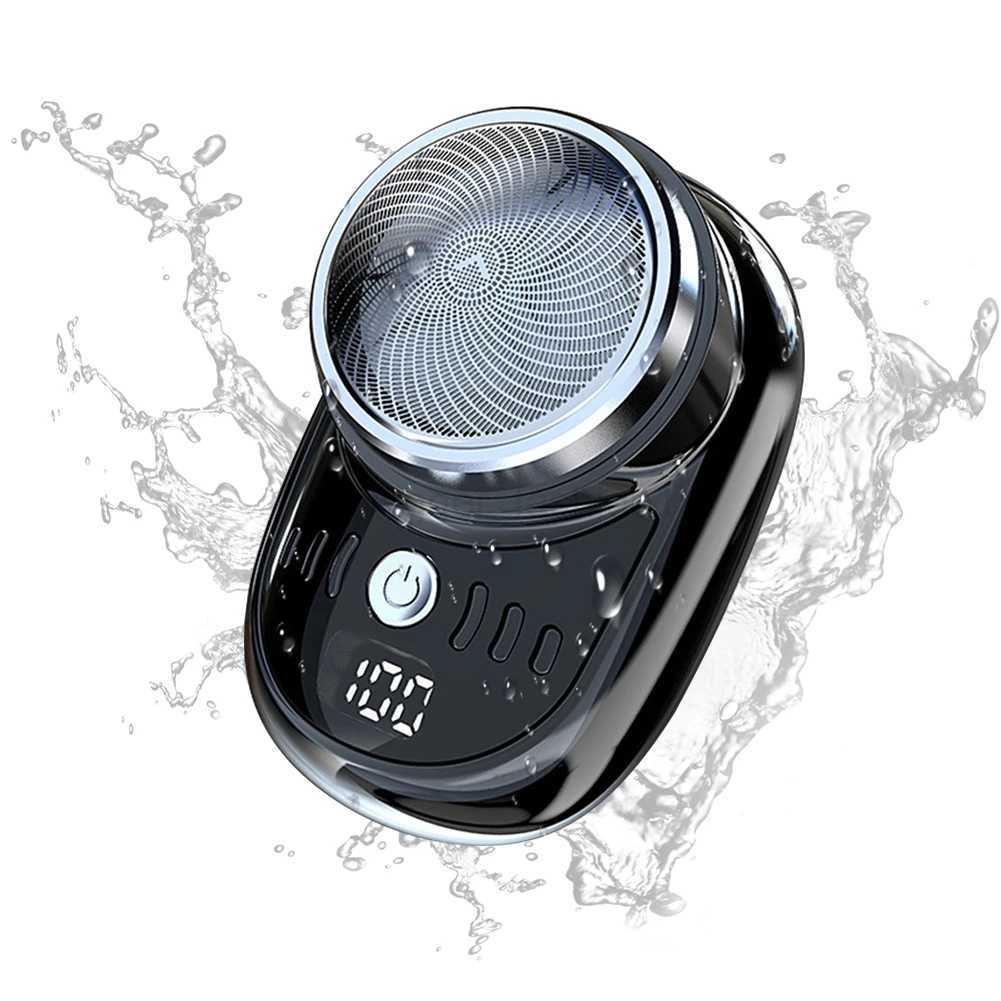 Men Mini Electric Travel Shaver with Digital Display Face Beard Trimmer Washable Rechargeable Shaver Pocket Size Portable ShaverB240709