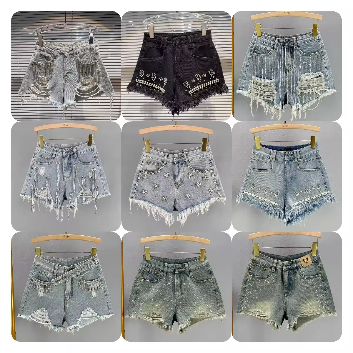 2024 new hot short jeans wholesale printed large size women's fashion denim shorts