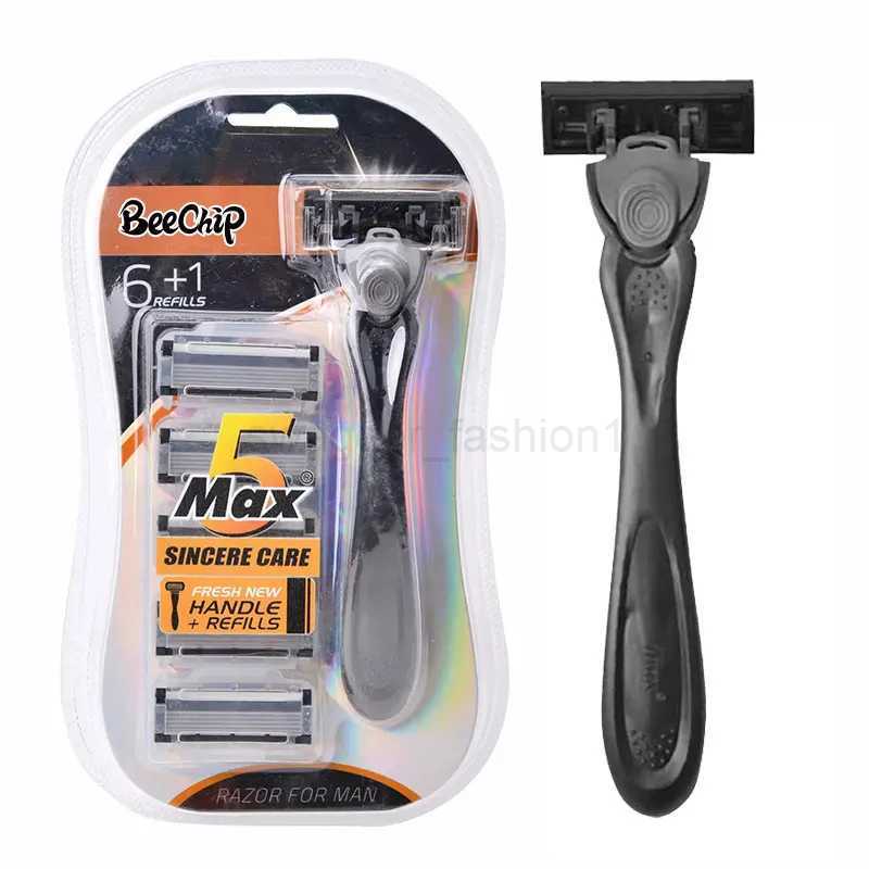 5PCS Shaving Machine For Men Five Layer Stainless Steel Manual Shaver Old Style Blades Replacement Cutter Head Tool HoldersB240709