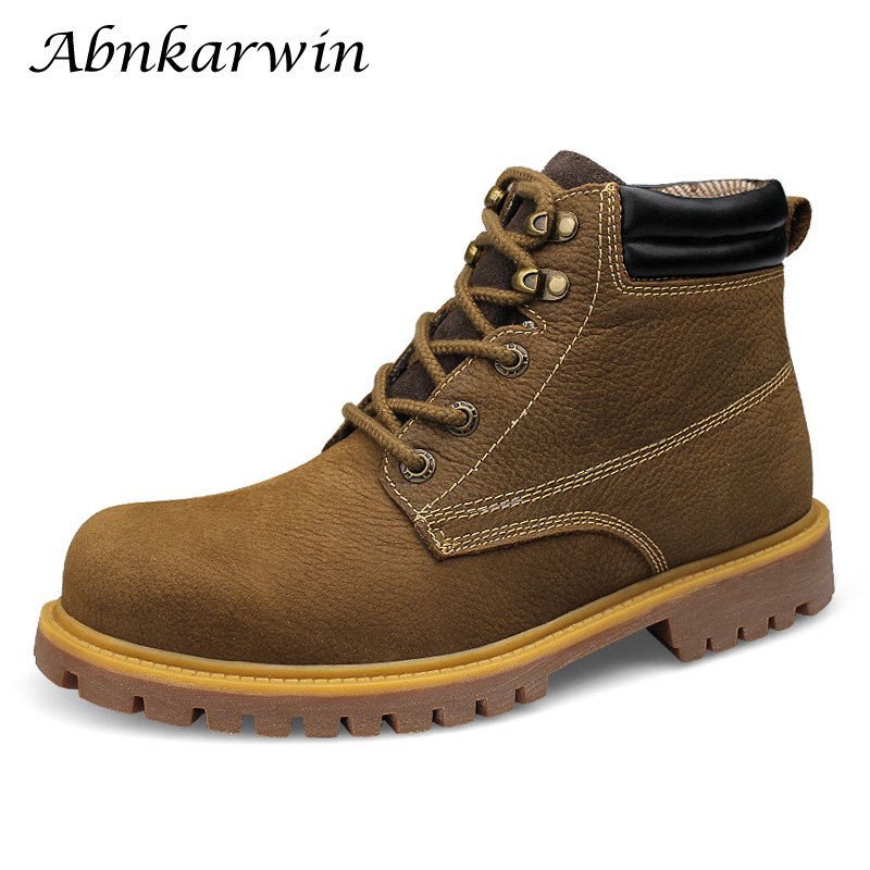 Men Genuine Work Boots Without Steel Cap Outdoor Natural Leather Hiking Trekking Shoes Plus Big Size 48 49
