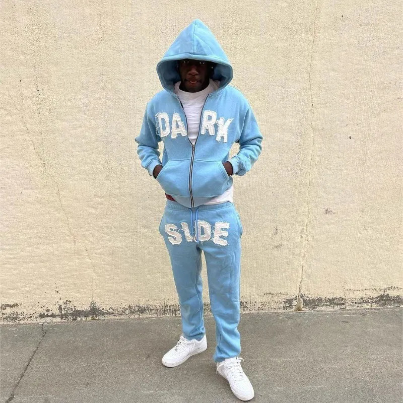 Y2K American Letter Printed Jacket High Streetwear Fashion Oversized Hoodie Men Retro Punk Casual Pullover Sweatshirt Top 240708