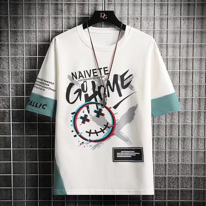 Hy Short-Sleeved Fashion and 2022 New Summer Loose Ice Silk Half Sleeve Men's T-shirt Printed Youth Clothes T Shirt for Men