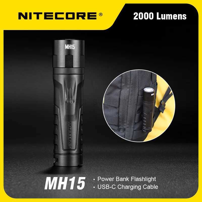 NITECORE MH15 2000 Lumens Flashlight Night Walks Camping Emergency Lighting USB-C Charging CableCL240718