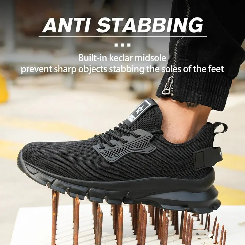 2024 Lightweight Men Safety Shoes Steel Toe Cap Work Sneakers Men Protective Shoes Anti-smash Anti-puncture Indestructible Shoes 240718